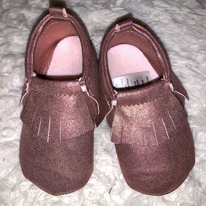 Baby Girl Glitter Pink Moccasins